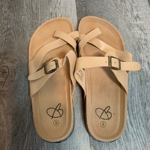 Tan Strap Sandals with Toe Loop
